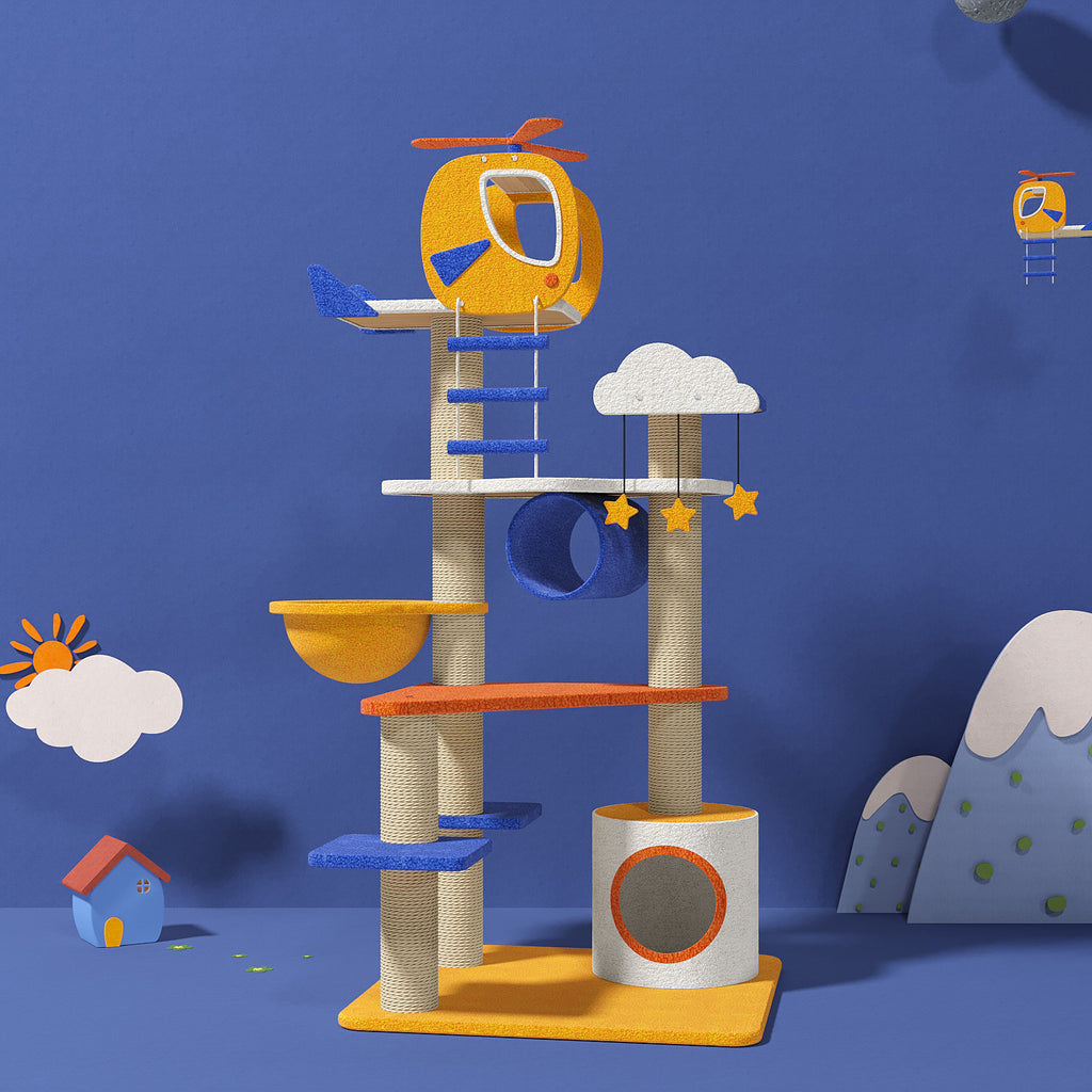 Helicopter Cat Tree with Multi-Level Perches