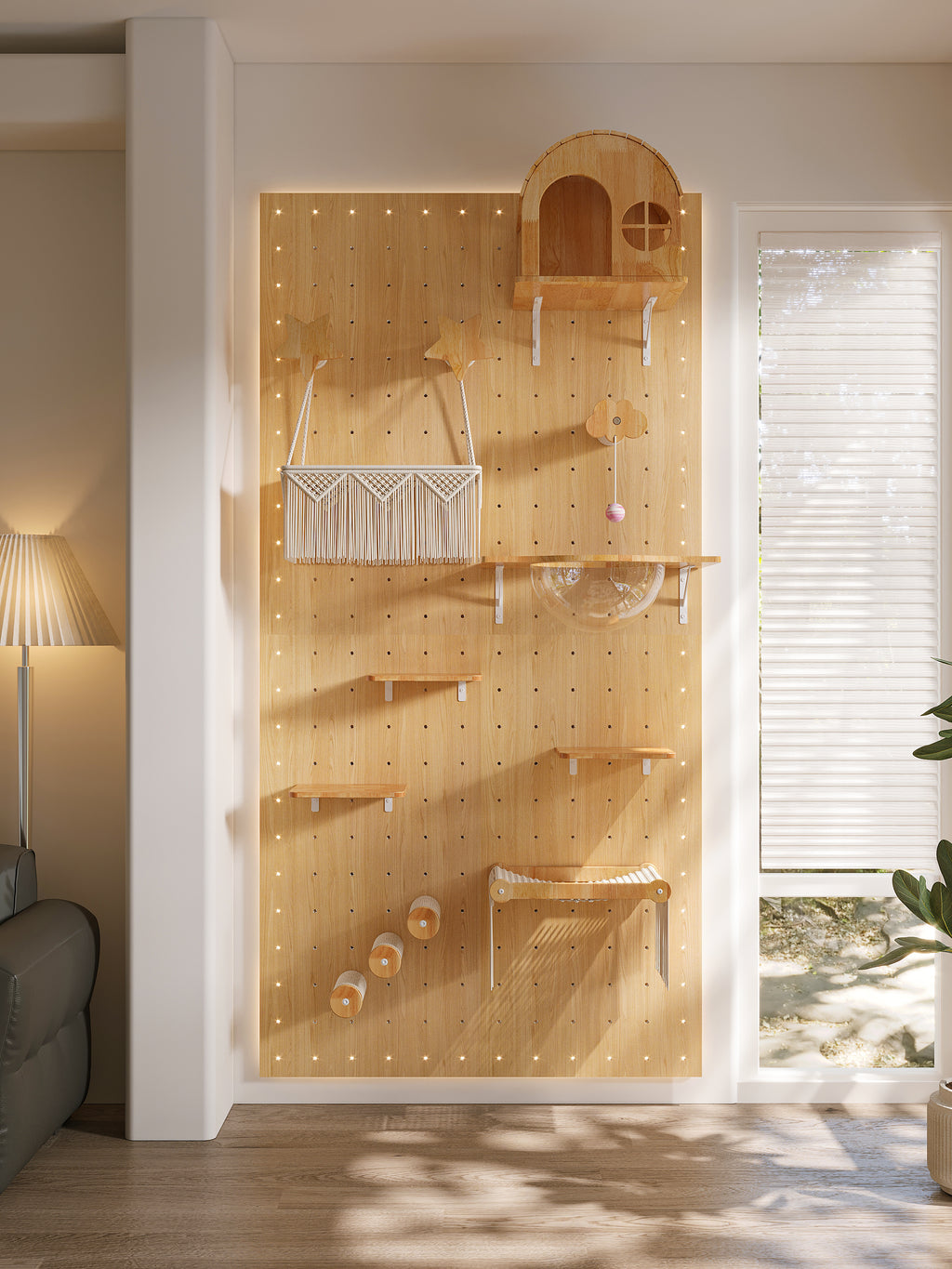 Tudor Wall-Mounted Wooden Cat Castle