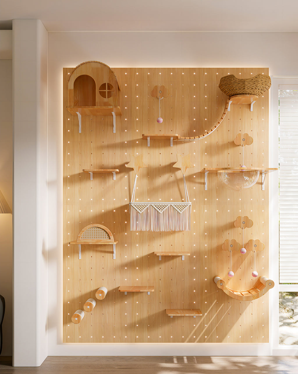 Tudor Wall-Mounted Wooden Cat Castle