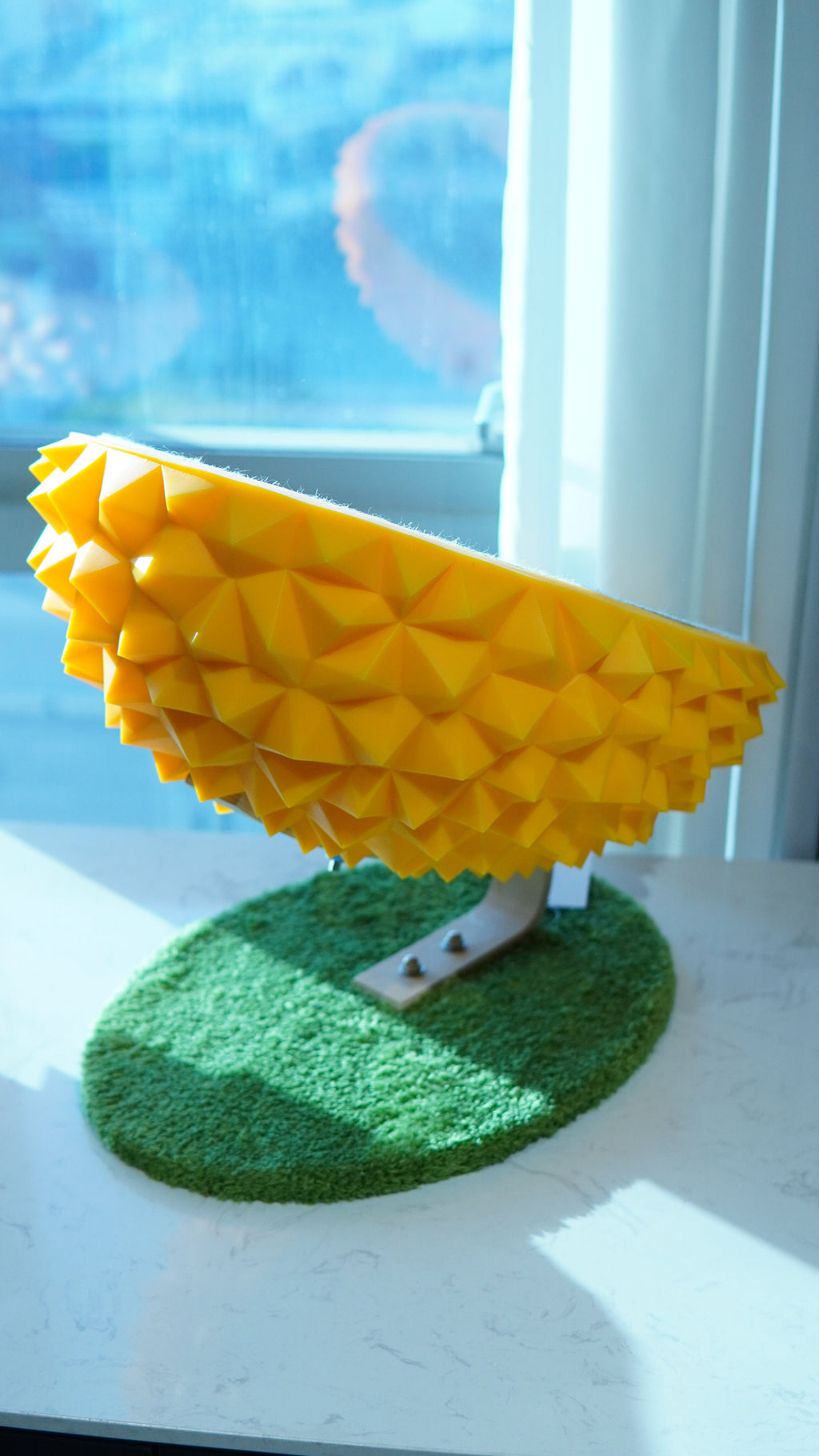 Durian Cat Scratcher Yellow - angled side view