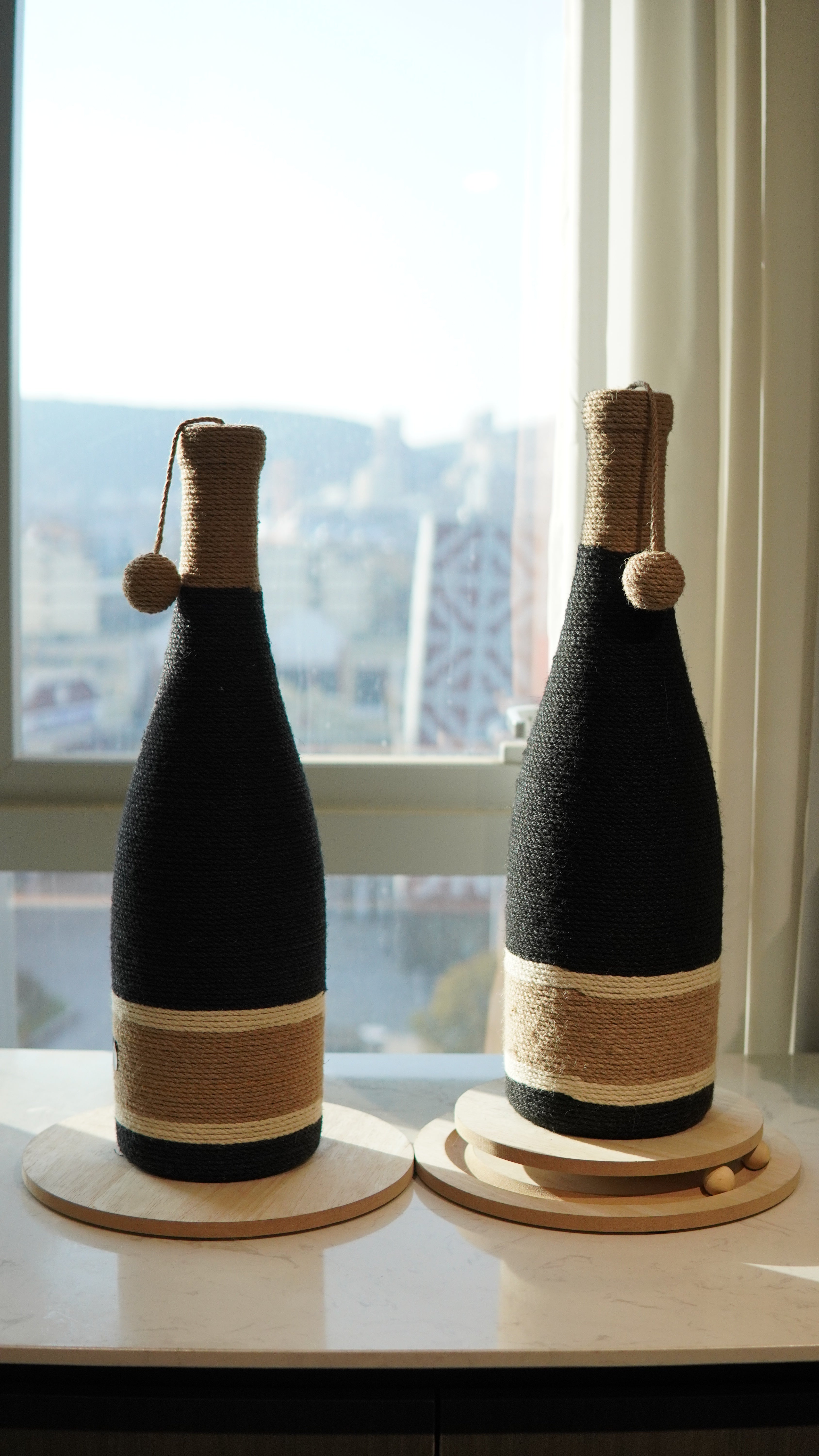Noir Bouteille Cat Scratcher - pair of two