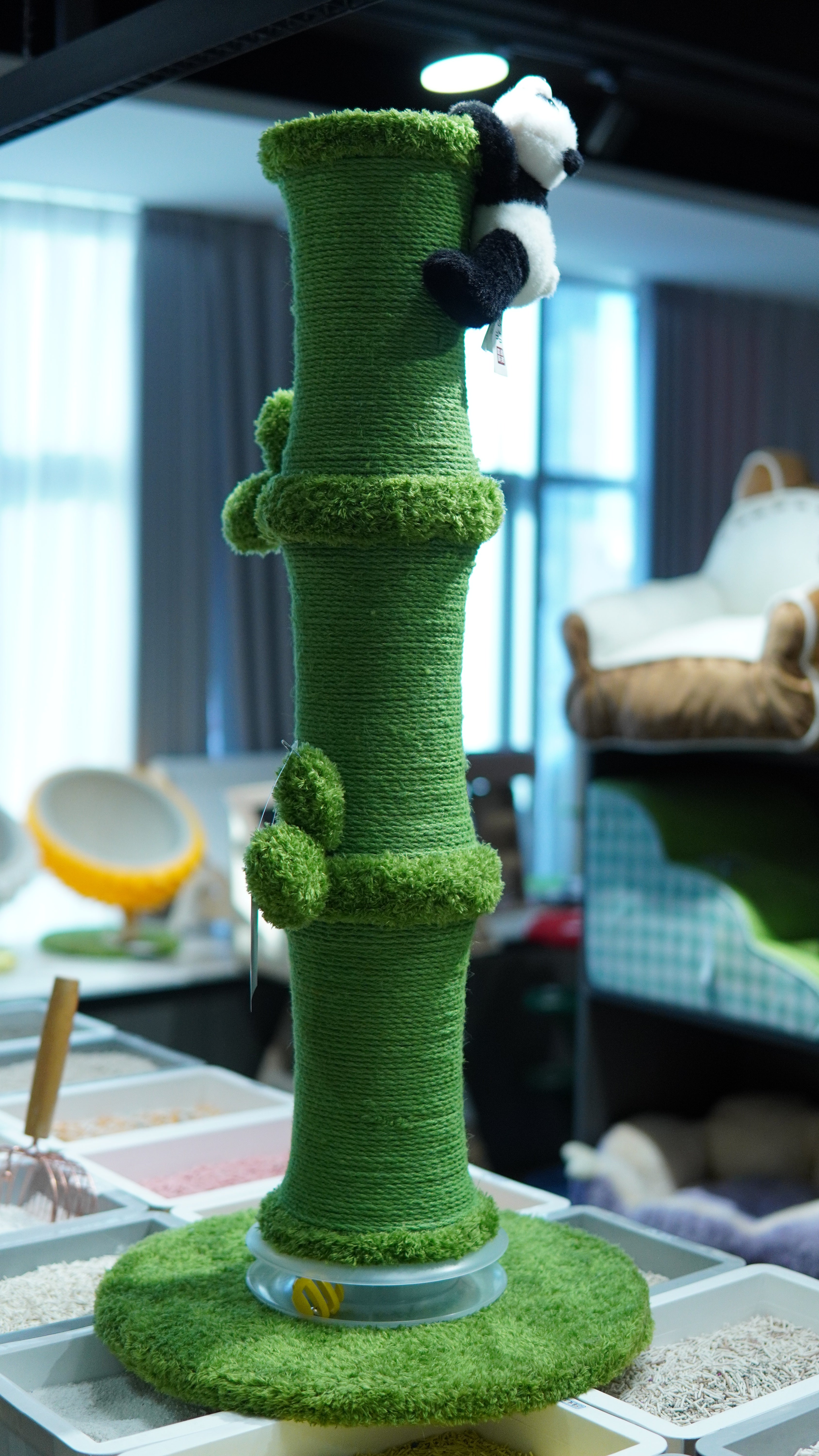 Bamboo Panda Cat Scratcher - with panda toy climbing