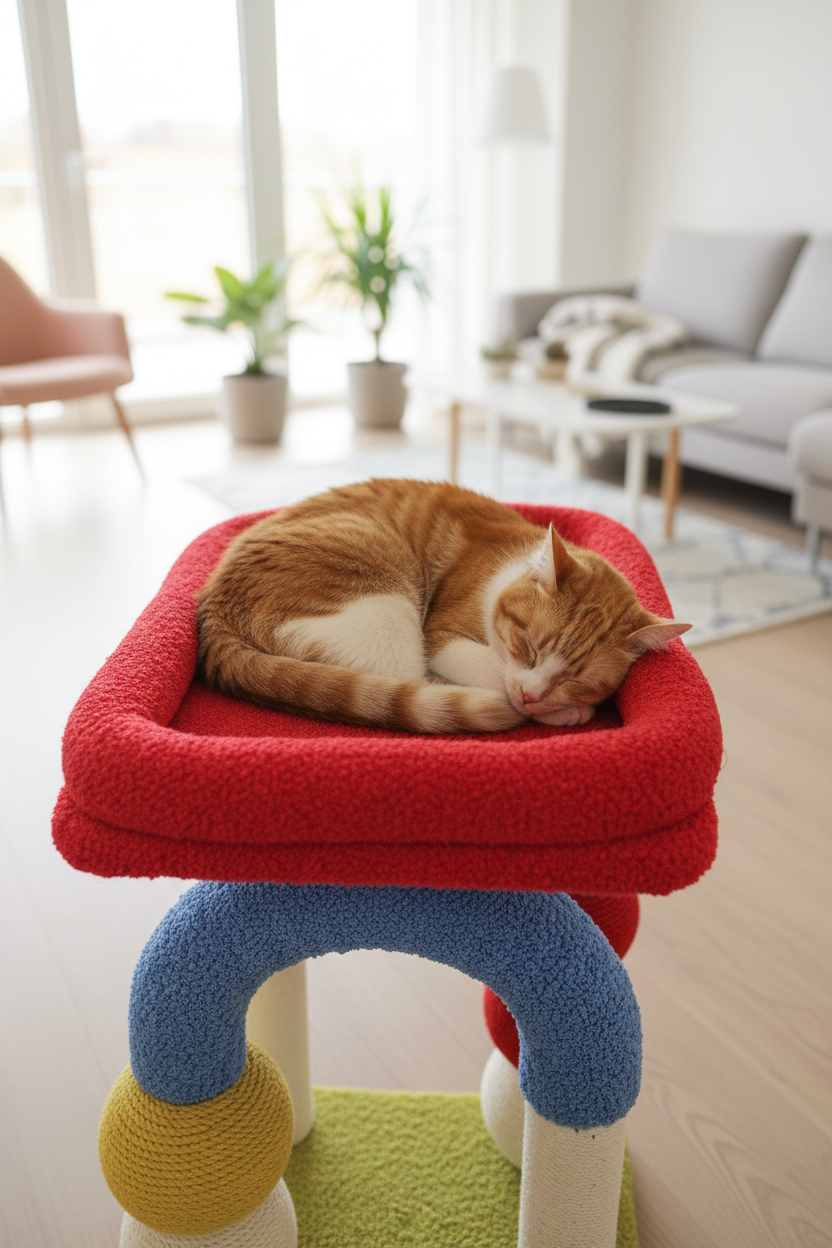 Bauhaus Cat Tower - Perch Detail Lifestyle