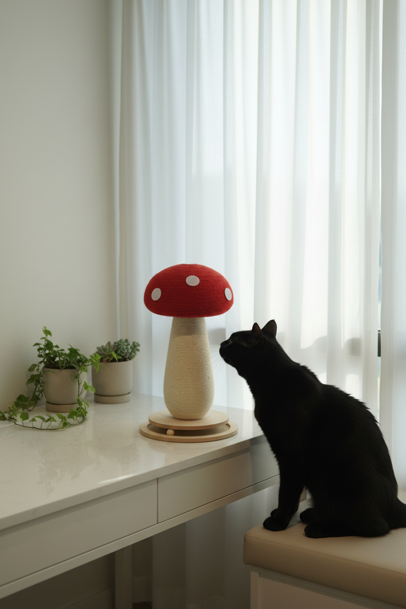 Mushroom Magic Cat Scratcher - lifestyle home office