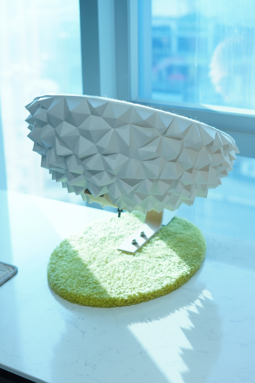 Durian Cat Scratcher White - enhanced angled view