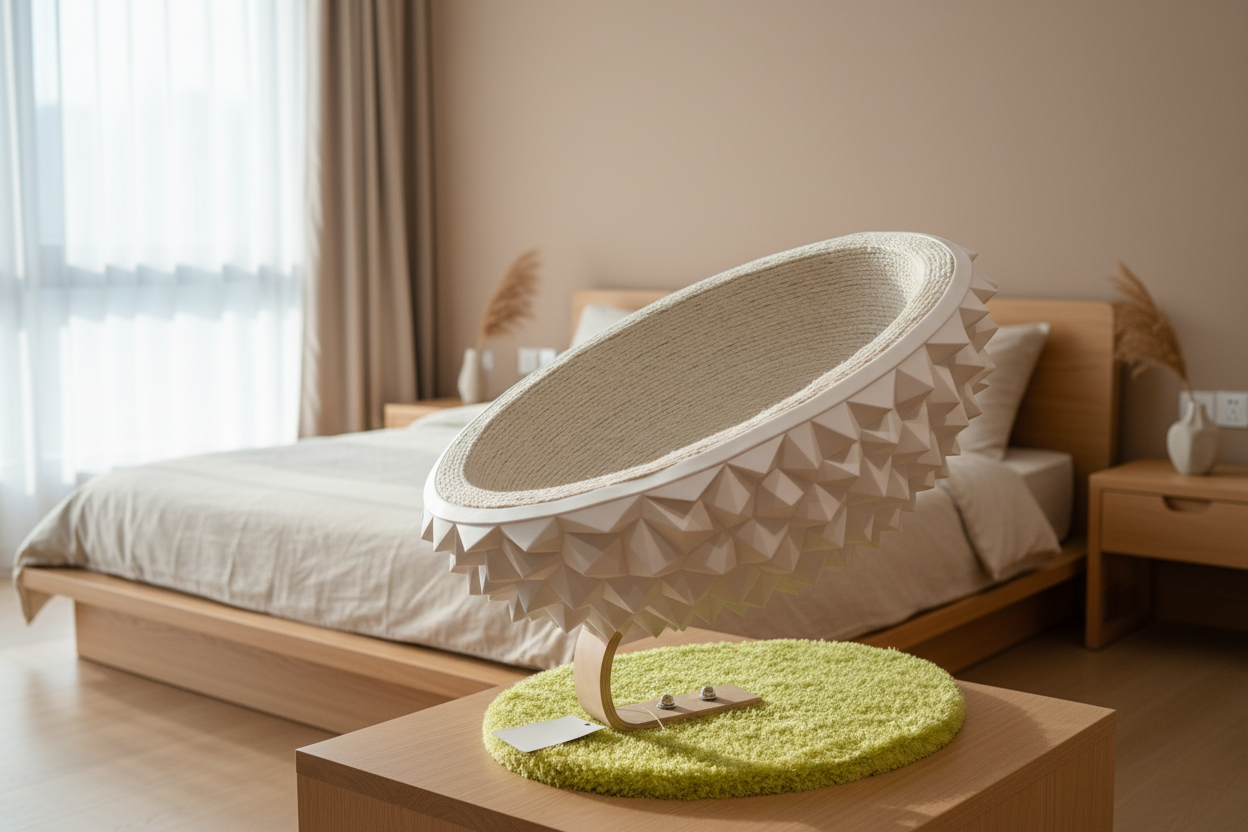 Durian Cat Scratcher White - Japandi bedroom lifestyle