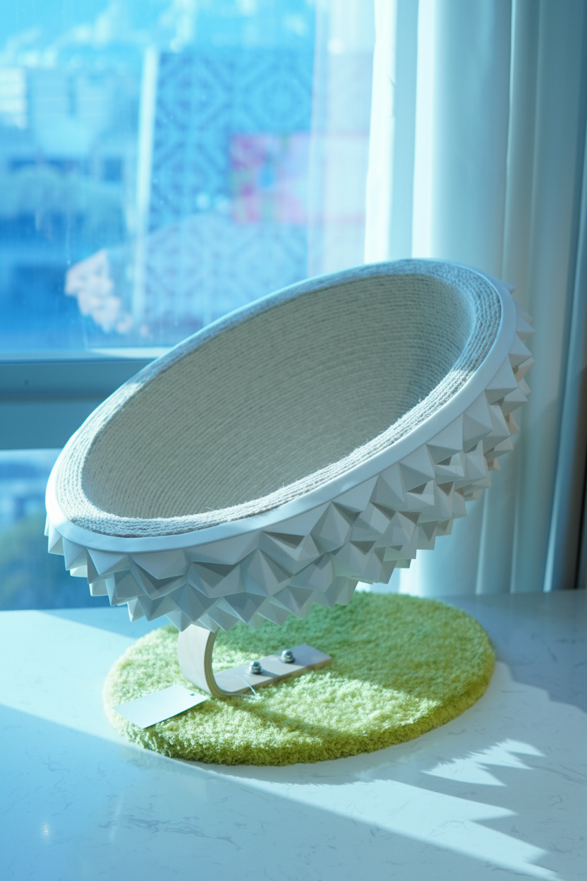 Durian Cat Scratcher White - enhanced side view