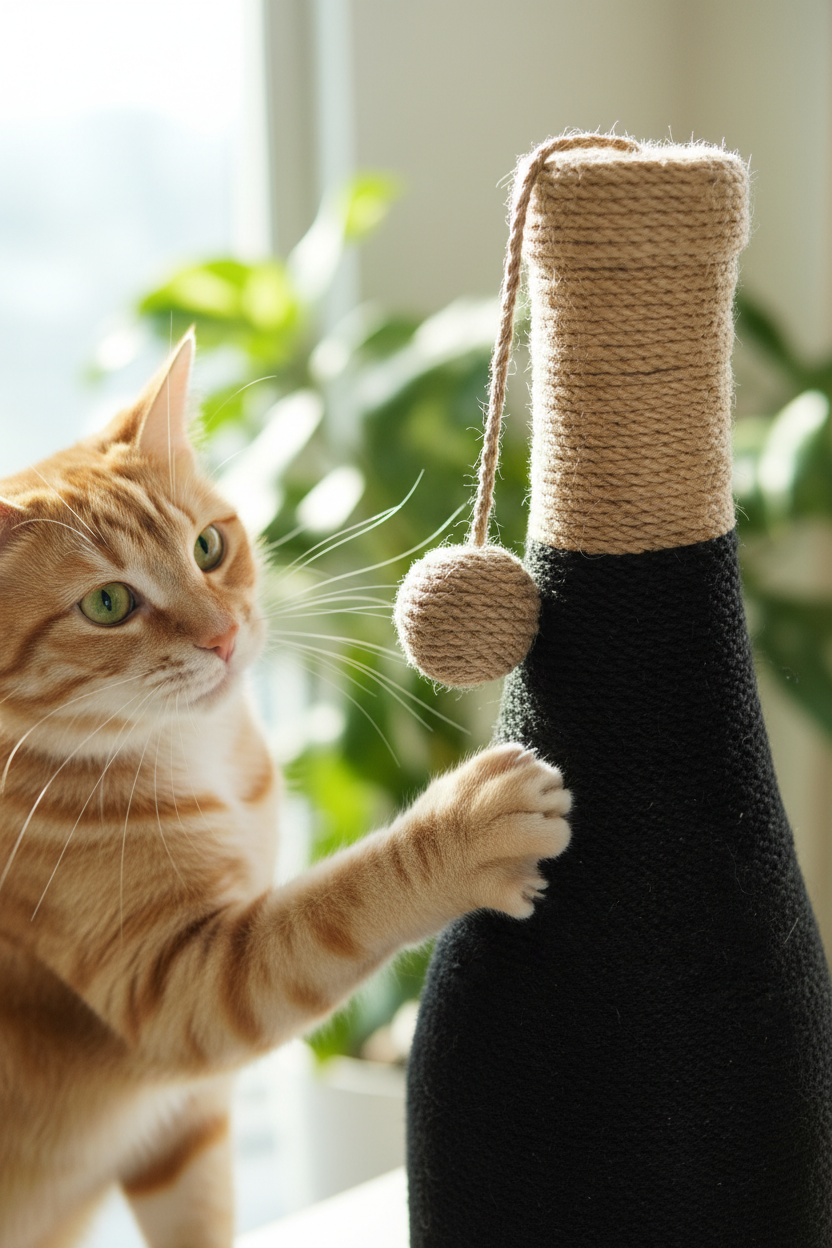 Noir Bouteille Cat Scratcher - texture detail lifestyle